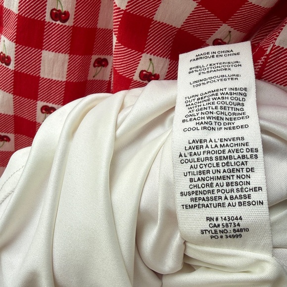 Avec Les Filles Red Gingham Cherry Pie Sweetheart Neck Fit & Flare Dress Pockets - Picture 12 of 16